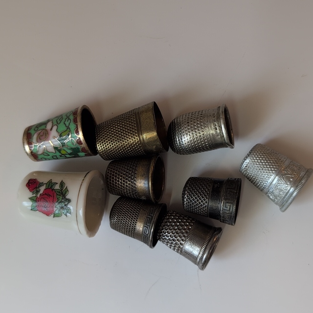 9 Vintage Thimbles & Notions
